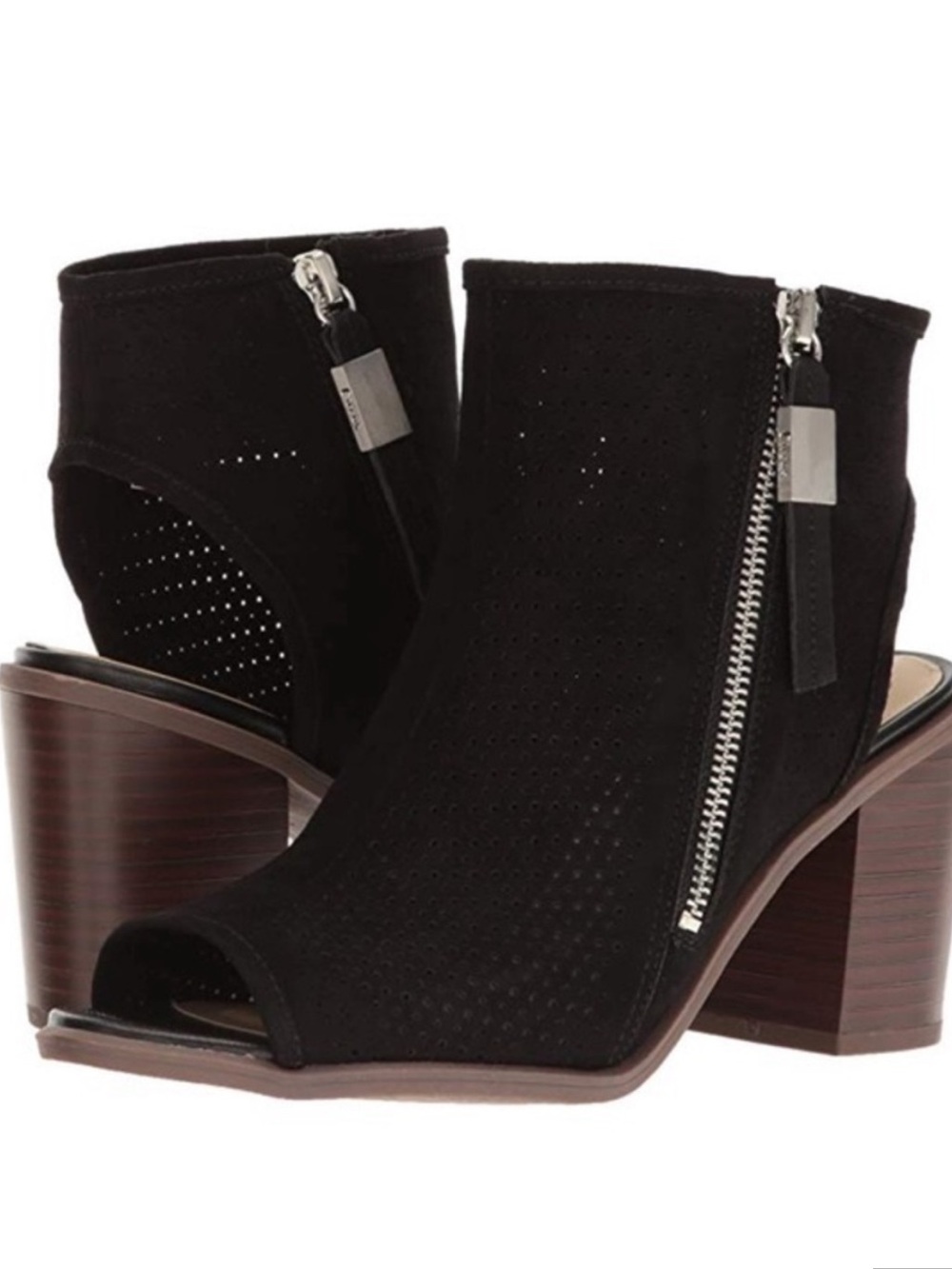 Circus by Sam Edelman Black Peep-Toe Suede Ankle Boots